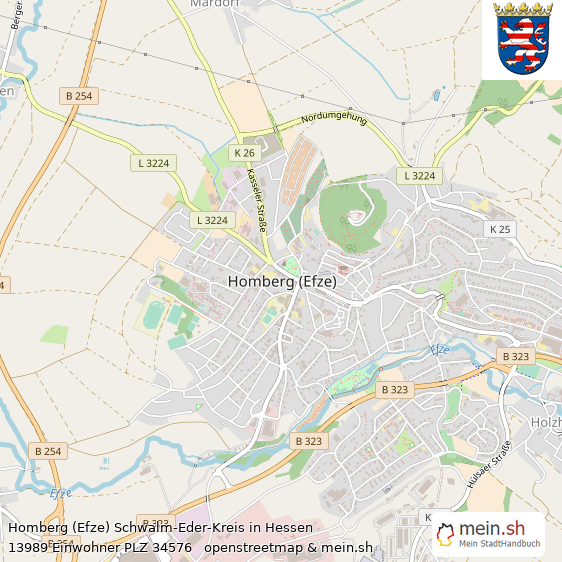 Homberg (Efze) Kleinstadt Lageplan